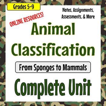 Preview of Animal Classification Unit - From Sponges to Mammals