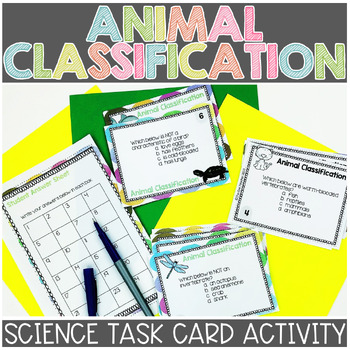 Preview of Animal Classification Task Cards | Vertebrate and Invertebrate Task Cards