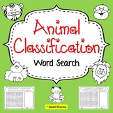 13 Animal Classification Word Search Worksheets, Vocabular