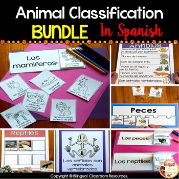 Preview of Animal Classification in Spanish | Clasificación de animales | BUNDLE