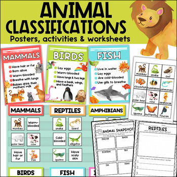 Preview of Animal Classifications: Posters, Sorting Activities & Worksheets