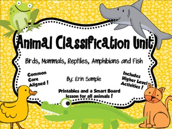 Preview of Animal Classifications Unit