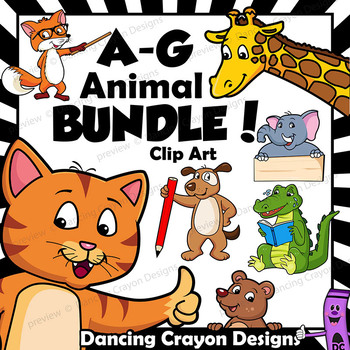 Preview of Animal Clip Art / Letters A - G BUNDLE / Alphabet Animals Series