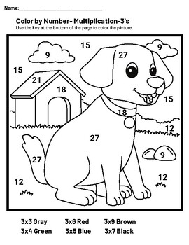 Animal Color By Number-Multiplication by Teaching Wondering Minds