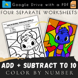 Animal Color by Number- Addition and Subtraction to 10 (Go