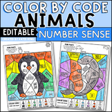 Animal Color by Number Sense Editable Early Finisher Worksheets