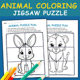 Animal Coloring Jigsaw Puzzle Worksheet  | march activities