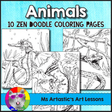 Animal Coloring Pages, Zen Doodle Coloring Sheets & Activity