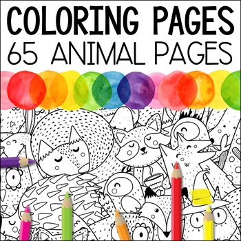 Preview of Animal Coloring Sheets - Mindfulness Coloring Pages Kids & Adults - Relaxation
