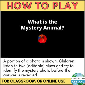 Animal Identification Game for Classroom Use