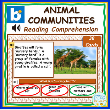 Preview of Animal Communities (Boom Cards with Audio)