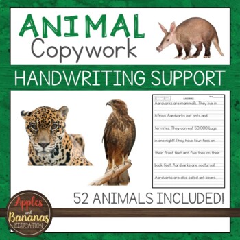 Preview of Animal Copywork - Handwriting Practice