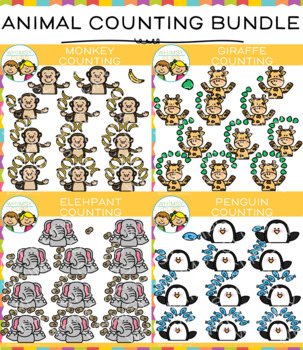 Preview of Animal Counting Math Clip Art Bundle