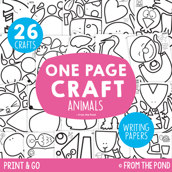 Preview of Animal Craft Activities Pack - One Page Print & Go Crafts + Writing Papers