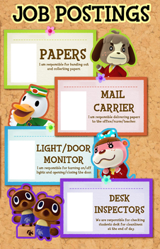 Preview of Animal Crossing Classroom Jobs Poster