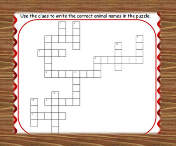 Animal Crossword by Little River English TPT
