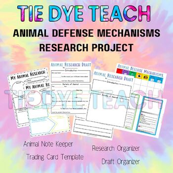Preview of Animal Defense Mechanism Research │EL Education│Research Organizer │Trading Card