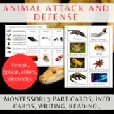 Animal Defense Mechanisms/Montessori 3 Part Cards/Writing/