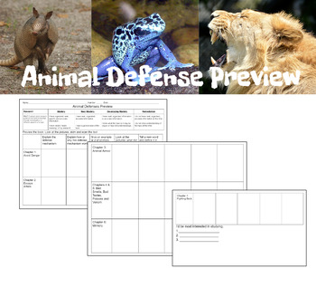 Preview of Animal Defense Preview Text and Practice Research Skills