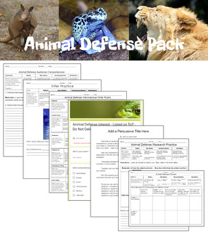 Preview of Animal Defense Research, Informational Write, and Presentation