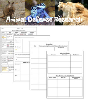 Preview of Animal Defense Research Packet with Rubric