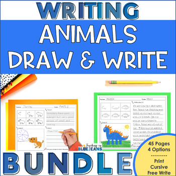 Preview of #sunnydeals24 Animal Directed Drawing Writing Prompts Bundle + Print Cursive