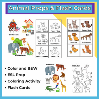 Preview of Animal ESL Props, flash cards, clip art VIPKID GOGOKID
