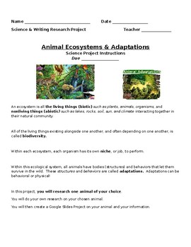 Animal Ecosystems and Adaptations Research Project by Learning with Lusignan
