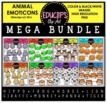 Preview of Animal Emoticons Clip Art Mega Bundle  {Educlips Clipart}
