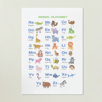 Preview of Animal English Alphabet Poster and Single ABC Letter Cards