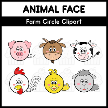 Preview of Animal Face - Farm Circle Clipart