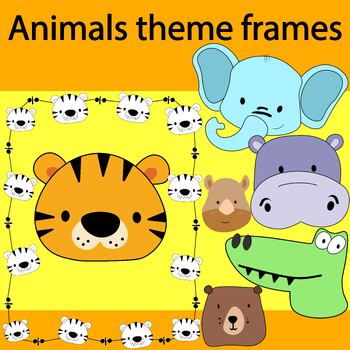 Preview of Animal Faces Clip Art Borders and Frames. Made by miss pig