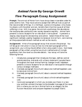 Preview of Animal Farm 5 Paragraph Essay Assignment