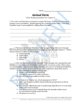 Animal Farm Bundle for Google Drive (Quizzes, Close Readings, Summative  Project)