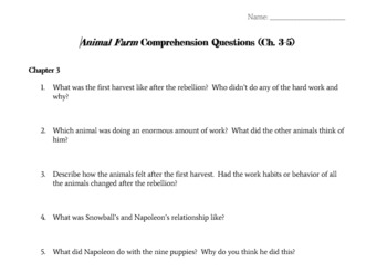 Animal Farm Ch. 3-5 Comprehension Questions by Abbi Griffin | TPT