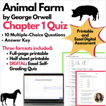 Preview of Animal Farm Chapter 1 Quiz Printable AND Digital EASEL Versions