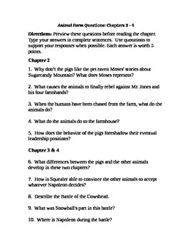 Animal Farm Chapter 2-4 Study Questions by Mr L | TPT
