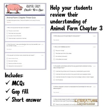 Animal Farm Chapter 3 Quiz Google Forms by Literature Daydreams | TPT