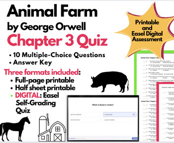 Animal Farm Chapter 3 Quiz Printable AND Digital EASEL Versions by AmyPicELA