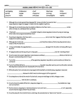 animal chapter farm answers worksheet 6 Farm 6 & 5 Miss Quiz Chapter by Vocabulary B's Animal