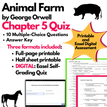 Preview of Animal Farm Chapter 5 Quiz Printable AND Digital EASEL Versions