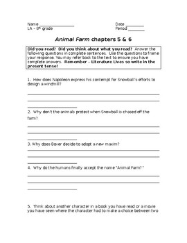animal farm discussion questions quizlet