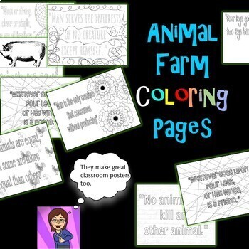 Preview of Animal Farm Coloring Pages: Mini Posters Distance Learning