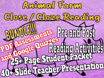Preview of Animal Farm Comprehensive BUNDLE Close Reading, Presentation, and Assessments