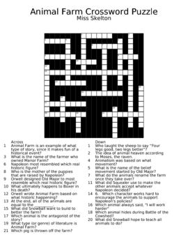 Animal Farm Crossword Puzzle by Coffee Chaos and Cherinchak | TpT