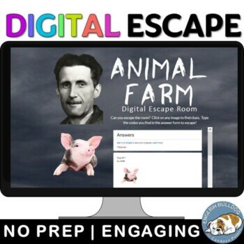 Preview of Animal Farm Digital Escape Room Review Game Activity