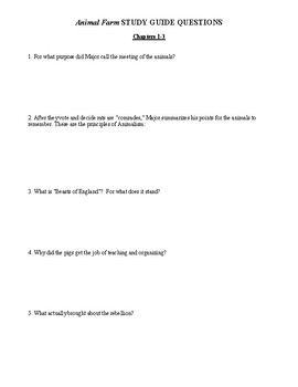 Preview of Animal Farm Literature - STUDY GUIDE QUESTIONS