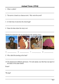 Preview of Animal Farm Movie (1954) Viewing Questions