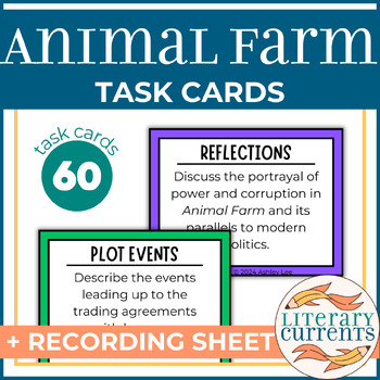 Preview of Animal Farm | Orwell | Analysis Task Cards and Response Sheet | AP Lit HS ELA