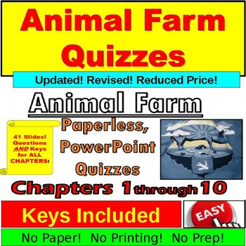 Preview of Animal Farm Quizzes, chapters 1-10:  Paperless, Digital Quizzes